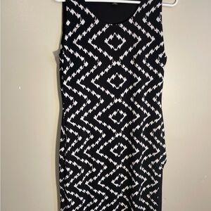 Tribal Black and White Zigzag Midi Dress